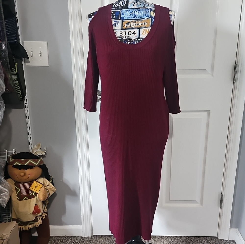 Pink Rose Bodycon Sweater Dress